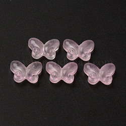 Прозрачные стеклянные бусины, бабочка, розовый жемчуг, 10x14.5x4.5 мм, отверстие : 1 мм