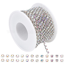 CREATCABIN Brass Rhinestone Strass Chains, Rhinestone Cup Chains, with Spool, Crystal AB, 2.6mm, about 10 Yards/roll