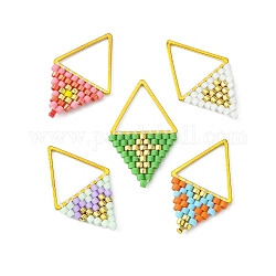 5 pièces 5 couleurs faites à la main miyuki japonais métier à tisser motif perles de rocaille, pendentifs losange, couleur mixte, 24.5~25x15x2mm, Trou: 12x10.5mm