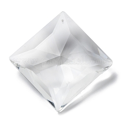 Pendentifs en verre transparent, facette, losange, pour lustre pendentifs suspendus en cristal, clair, 69x69x22mm, Trou: 1.8mm