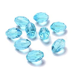 Verre imitation perles de cristal autrichien, facette, ovale, bleu profond du ciel, 9x6mm, Trou: 0.8~1.4mm