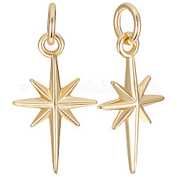 Beebeecraft 1 Box 12Pcs North Star Charm 18K Gold Plated Polaris Star Pendant Charms with Jump Ring 10x17mm for DIY Jewelry Making Necklace Bracelet