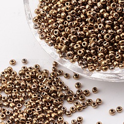 12/0 Perlas de semillas de vidrio, colores metálicos, vara de oro oscuro, 2mm, aproximamente 3333 unidades / 50 g