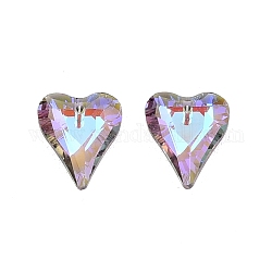Galvanoplastie pendentifs en verre à facettes, cœur, lilas, 17.5x14.5x5.5mm, Trou: 1.4mm