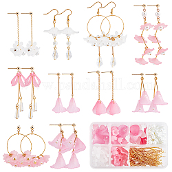 SUNNYCLUE DIY Flower Drop Earring Making Kits, Including Glass Pearl & Acrylic Flower Beads, Acrylic Flower Pendants, Brass Earring Hooks & Ball Stud Earrings Post, Mixed Color, 350Pcs/box