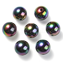 Placcatura uv perline acriliche iridescenti arcobaleno, tondo, nero, 17.5x17mm, Foro: 2.8 mm