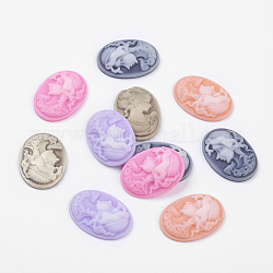 Color mezclado dama real resina retrato camafeos cabochons ovales para la toma de anillo de dedo antiguo, 24x18x5mm