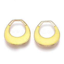 Colgantes de esmalte de aleación, anillo, la luz de oro, amarillo, 18.5x16x2.5mm, agujero: 9x11.5 mm