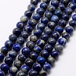 Chapelets de perles en lapis-lazuli naturel, ronde, 5.5~6mm, Trou: 1mm, Environ 63 pcs/chapelet, 15.5 pouce (39 cm)