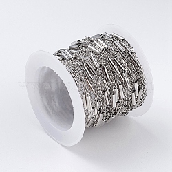 304 Edelstahl-Kabelketten, mit Rohr Perlen, Edelstahl Farbe, 2x1.5x0.3 mm, 5 m / Rolle