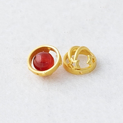 Cadres de perles en laiton, creux, demi-rond avec étoile, couleur or mat, 9.5x5mm, Trou: 0.8mm