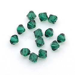 Austrian Crystal Beads Loose Beads, 6mm Emerald 5301 Bicone, Size: about 6mm long, 6mm wide, Hole: 1mm