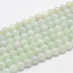 Natürliche myanmarische Jade / burmesische Jade-Perlenstränge, Runde, 6 mm, Bohrung: 0.8 mm, ca. 61 Stk. / Strang