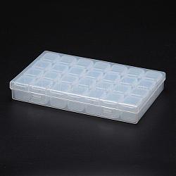 Conteneurs de stockage de perle en plastique polypropylène, amovible, 28 compartiments, rectangle, clair, 175x108x26mm