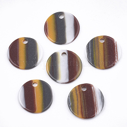 Ciondoli di resina, rotondo e piatto, motivo a strisce, verga d'oro scuro, 15x1~1.5mm, Foro: 1.8 mm
