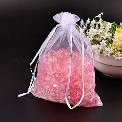 Bolsas de organza de rectángulo, bolsas de embalaje de joyas, Bolsas de organza de regalos, blanco, 17x23 cm