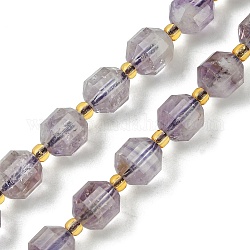 Natürlichen Amethyst Perlen Stränge, mit Glasperlen, facettierte Doppelkegeltrommel, 7x8 mm, Bohrung: 0.9 mm, ca. 37 Stk. / Strang, 15.16'' (38.5 cm)