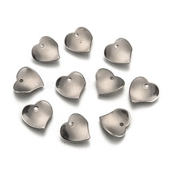 Breloques de cœur en 304 acier inoxydable, ondulés, couleur inoxydable, 15x16x1mm, Trou: 1mm