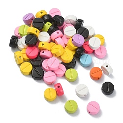 Spray Painted Alloy Beads, Flat Round, Mixed Color, 8.5x4mm, Hole: 1.4mm
