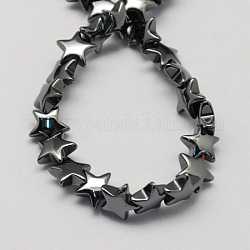 Non-magnetic Synthetic Hematite Beads Strands, Grade A, Star, Black, 6x6x3mm, Hole: 1mm