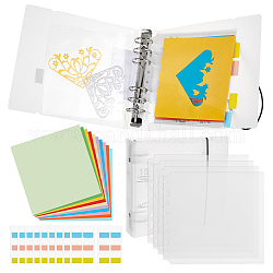 Ahadermaker 1 juego de álbumes de fotos con carpeta de plástico de 6 orificios, con 100 hoja de papel de origami cuadrado, 10 hoja de pegatinas de papel, color mezclado, 185x210x43.3mm