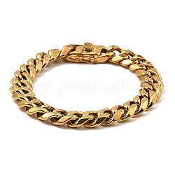 Placcatura ionica (ip) 304 braccialetto a catena a maglie cubane in acciaio inossidabile, oro, 9-1/8 pollice (23.3 cm)