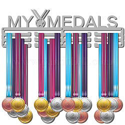 Mode Eisen Medaillenaufhänger Halter Display Wandregal, mit Schrauben, Wort meine Medaillen, Silber, 150x400 mm