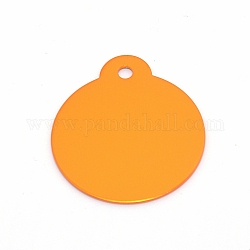 アルミ製ブランクペンダント  フラットラウンド  オレンジ  36x31.5x1mm  穴：3mm  10個/袋