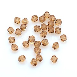 Austrian Crystal Beads, 5301 5mm, Bicone, Lt.Smoky Topaz, Size: about 5mm long, 5mm wide, Hole: 1mm