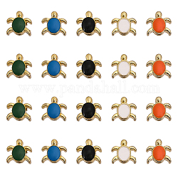 Chgcraft 20 Stück 5 Farben Legierungs-Emaille-Perlen, golden, Schildkröte, Mischfarbe, 8x8x6 mm, Bohrung: 1.6 mm, 4 Stk. je Farbe