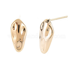 Brass Earring Findings, with Loop, Nickel Free, Real 18K Gold Plated, 16.5x7.5mm, Hole: 1.4mm, Pin: 0.7mm