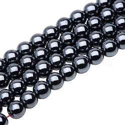 Pandahall élite grade aa magnifique pierre précieuse synthétique noire hématite métal rond perles en vrac 6mm pour la fabrication de bijoux (1 brins)