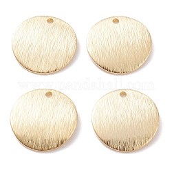 Brass Charms, Flat Round, Real 24K Gold Plated, 14x1mm, Hole: 1.2mm