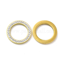 201 нержавеющей стали связывающий кольца, с кристально горный хрусталь, круглые кольца, золотые, 18x2 мм, внутренний диаметр: 12.8 мм