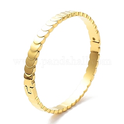 Ионное покрытие (IP) 304 браслет из нержавеющей стали на шарнирах в форме полумесяца для женщин, золотые, внутренний диаметр: 2x2-1/4 дюйм (5x5.8 см)