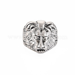 Anillos de aleación ajustables para hombres, anillo de león grueso, sin plomo y cadmio, plata antigua, nosotros tamaño 9 1/2 (19.3 mm)