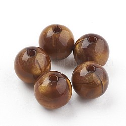 Perles acryliques, perles d'imitation oeil de tigre, ronde, selle marron, 11.5~12mm, Trou: 2mm, environ 520 pcs/500 g