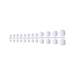 Однотонные пластиковые бесшовные накладные ногти, инструмент для маникюра для ногтей, белые, 8~20x7~18x2~6 мм, 24 шт / прядь.