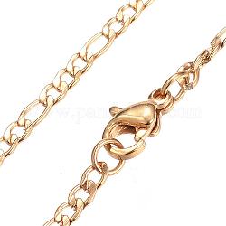 Collares de cadena de 304 acero inoxidable Figaro, con el corchete de la langosta, dorado, 19.7 pulgada (50 cm), 2mm