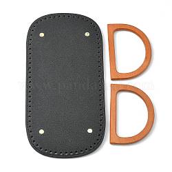 Accessori per la sostituzione della borsa wadorn, incluso manico per borsa a forma di lettera d in legno da 1pc, Fondo della borsa ovale in pelle pu 1pc, colore misto, 8.5~30.2x11.95~15.2x0.4~1cm