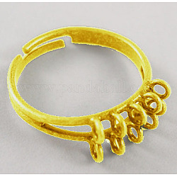 Latón bases de anillo ajustable, con 10 de bucle, sin níquel, ajustable, dorado, aproximamente 19 mm de diámetro, 17 mm de diámetro interior