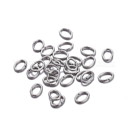 304 anelli di salto in acciaio inox, anelli di salto aperti, ovale, colore acciaio inossidabile, 24 gauge, 3.5x2.5x0.5mm, diametro interno: 1.5x2.5mm