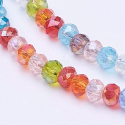 Mixed Electroplate Glass Faceted Rondelle Bead Strands, 3x2mm, Hole: 0.5mm, about 120~125pcs/strand, 13.78~14.17 inch