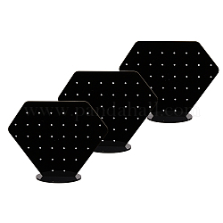 Hobbyay ブラックダイヤモンド形状アクリルイヤリングオーガナイザーホルダースタンド 34 穴付き斜め長方形イヤリングオーガナイザーポータブルイヤリングスタッドラックジュエリー小売ディスプレイおよび個人使用