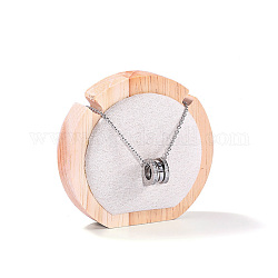 Round Wood Covered with Velvet One Necklace Display Stands, Jewelry Display Holder for Necklace Storage, Snow, 9x2x8.5cm