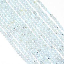 Fili di perle di topazio blu naturale, sfaccettato, tondo, 2mm, Foro: 0.5 mm, circa 170~180pcs/filo, 12.9 pollice ~ 13.3 pollici (330~340 mm)