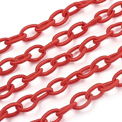 Handgefertigte Kabelschlaufe aus Nylon, Oval, rot, 8~9x11~13x2 mm, ca. 85 cm / Strang, 33.5 Zoll