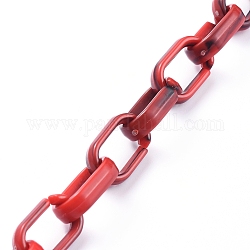 Акриловые кабельные цепи ручной работы, Стиль имитация драгоценных камней, Плоско-овальные, красные, Коннекторы : 18.5x11.5x4.5 мм, около 39.37 дюйма (1 м) на прядь