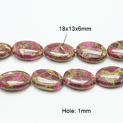Синтетический золотой клинкер камень бисер пряди, окрашенные, овальные, розовые, 18x13x6 мм, около 23 шт / нитка, 15.7 дюйм