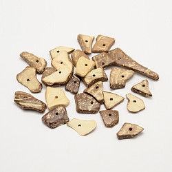 Perles de noix de coco de puces teints, burlywood, 14~31x8~13x2~4mm, Trou: 1.5~2mm, environ 882 pcs/500 g